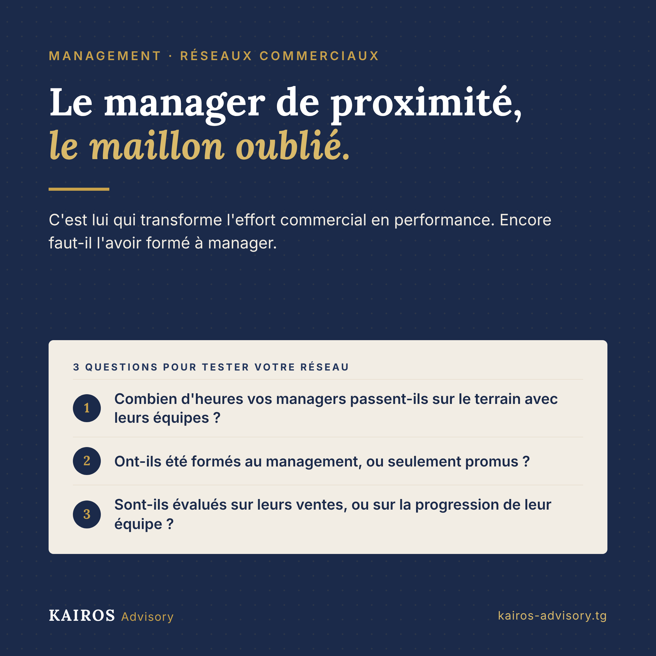 Le manager de proximité : le maillon oublié de la performance commerciale