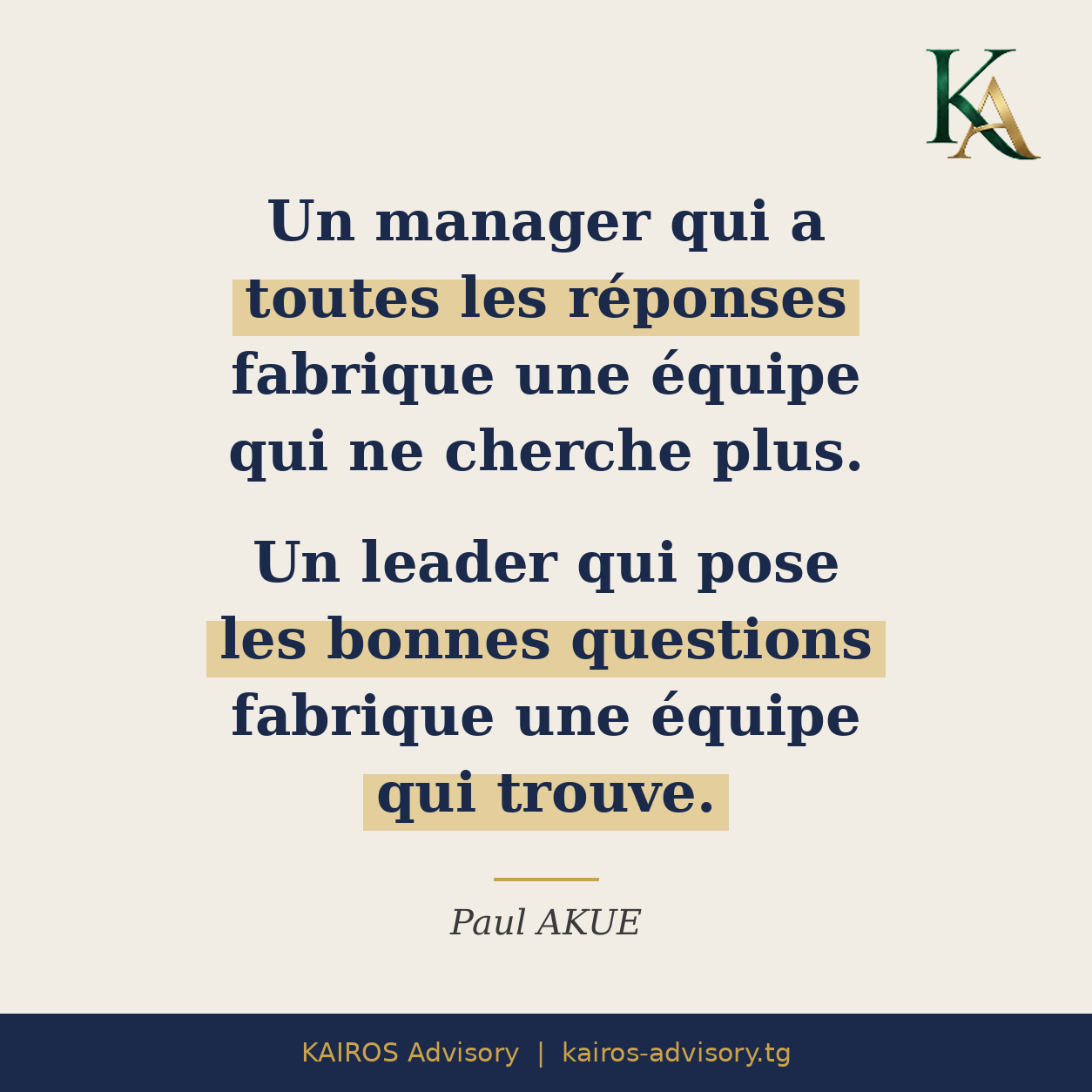 Le leader commercial n’est pas celui qui a toutes les idées